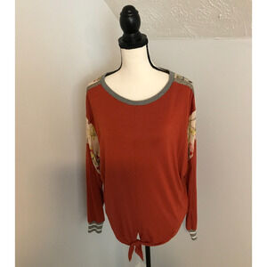 Anthropologie Tiny Orange Pippa Tie Front Floral Print Top - Size Medium